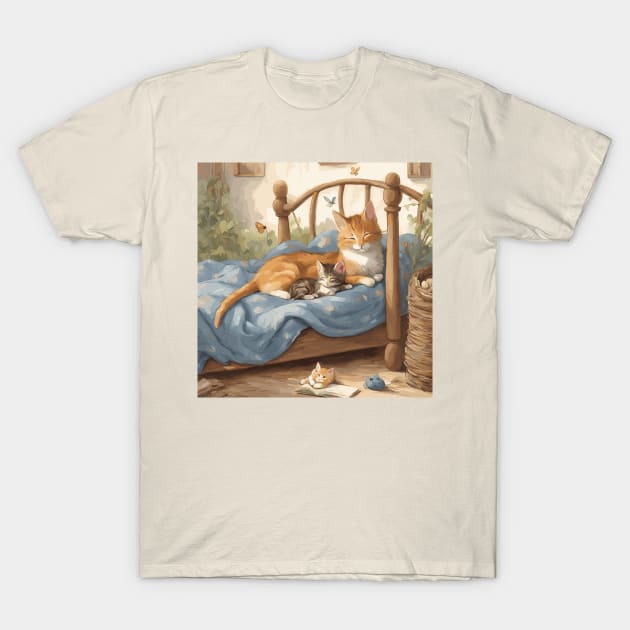 Whimsical Cat and Kitten T-Shirt by Souls.Print